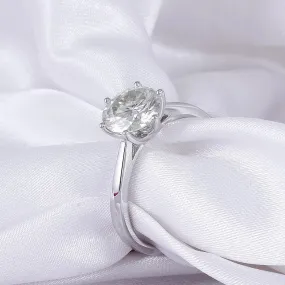 10k / 14k White Gold Solitaire Moissanite Ring 2ct or 3ct