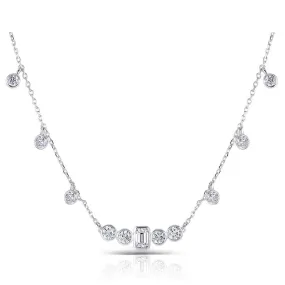 10k White Gold Moissanite Necklace 0.7ct Emerald Center Stone 2.72ct Total