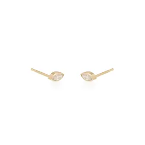 14k Marquise Diamond Bezel Studs