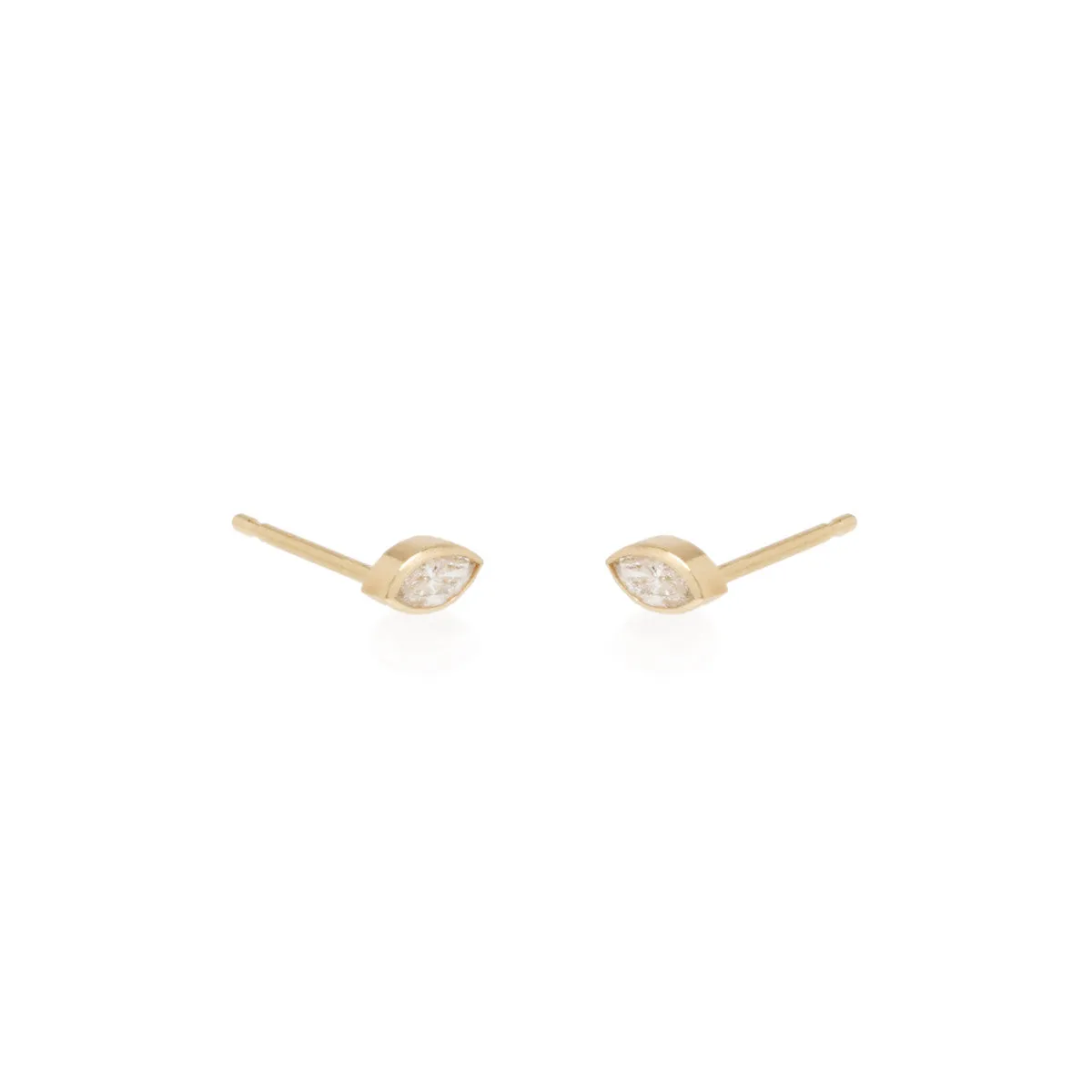 14k Marquise Diamond Bezel Studs