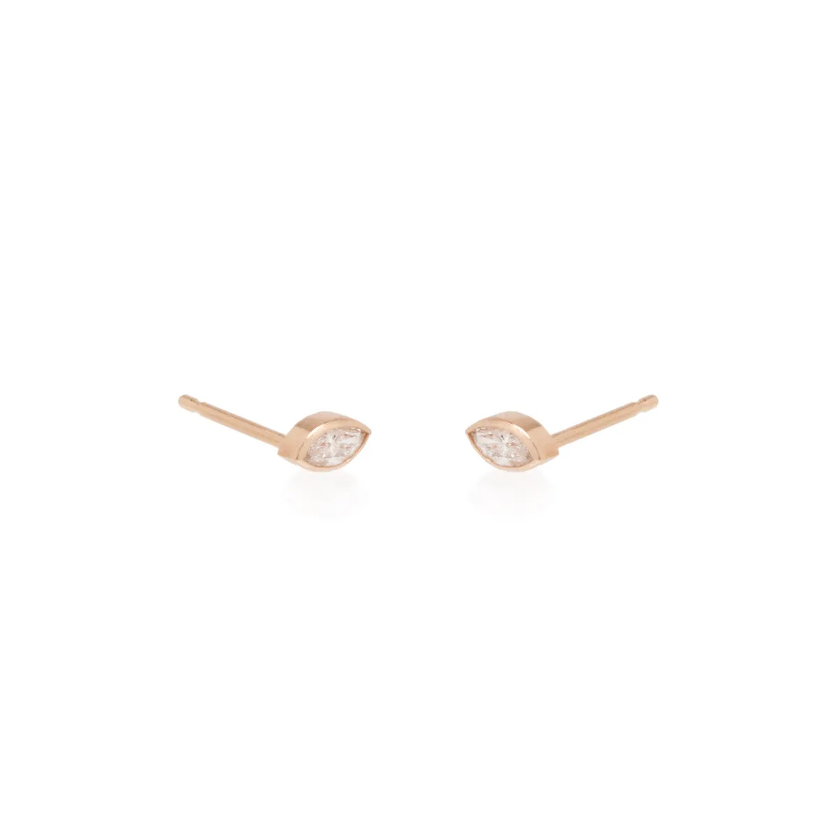 14k Marquise Diamond Bezel Studs