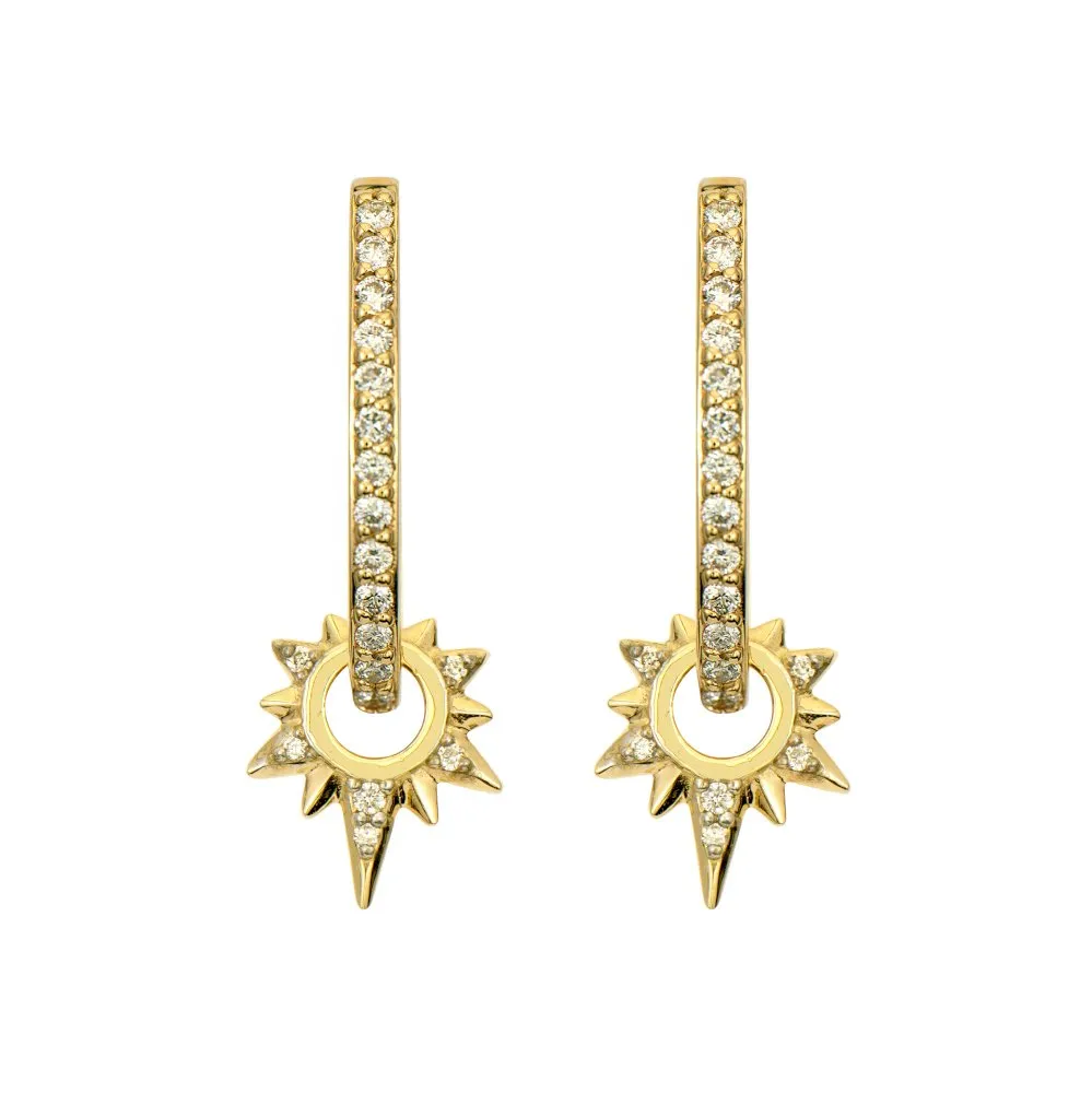 14K Tiny Love Explosion Starburst Charm Earrings