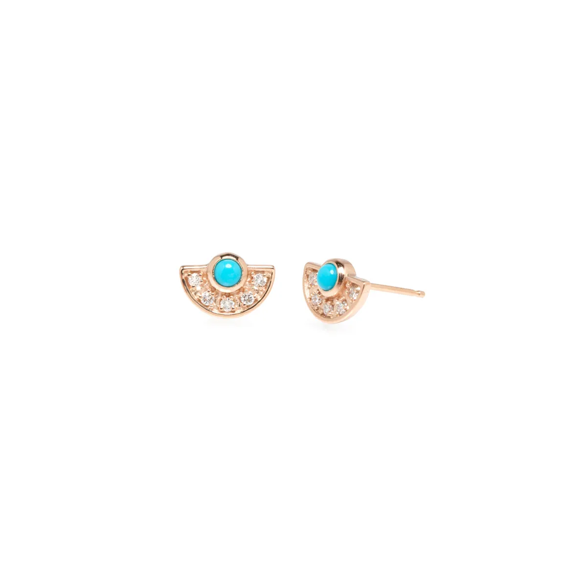 14k Turquoise & Diamond Horizon Fan Studs