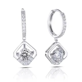 14k White Gold Drop / Hoop Moissanite Earrings 1ctw