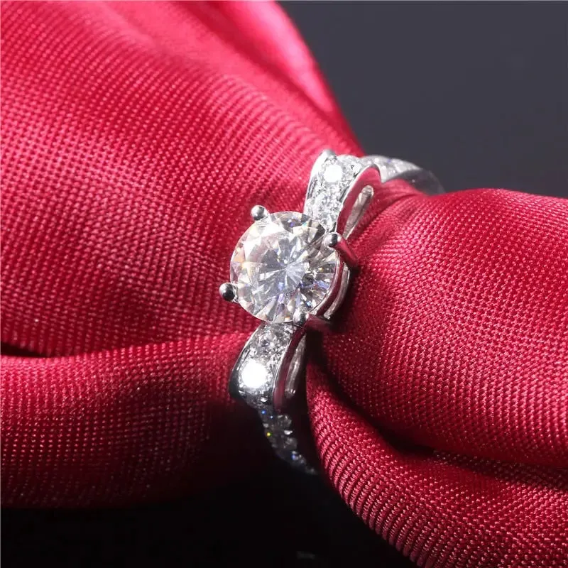 14k White Gold Moissanite Ring 1ct Center Stone