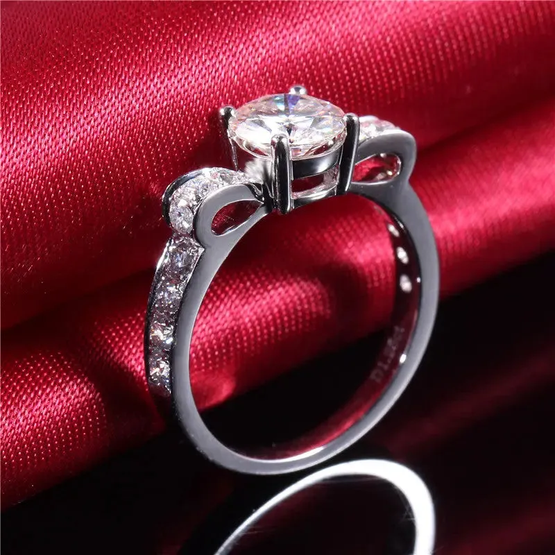 14k White Gold Moissanite Ring 1ct Center Stone