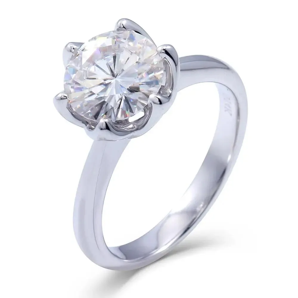 14k White Gold Solitaire Moissanite Ring 2ct