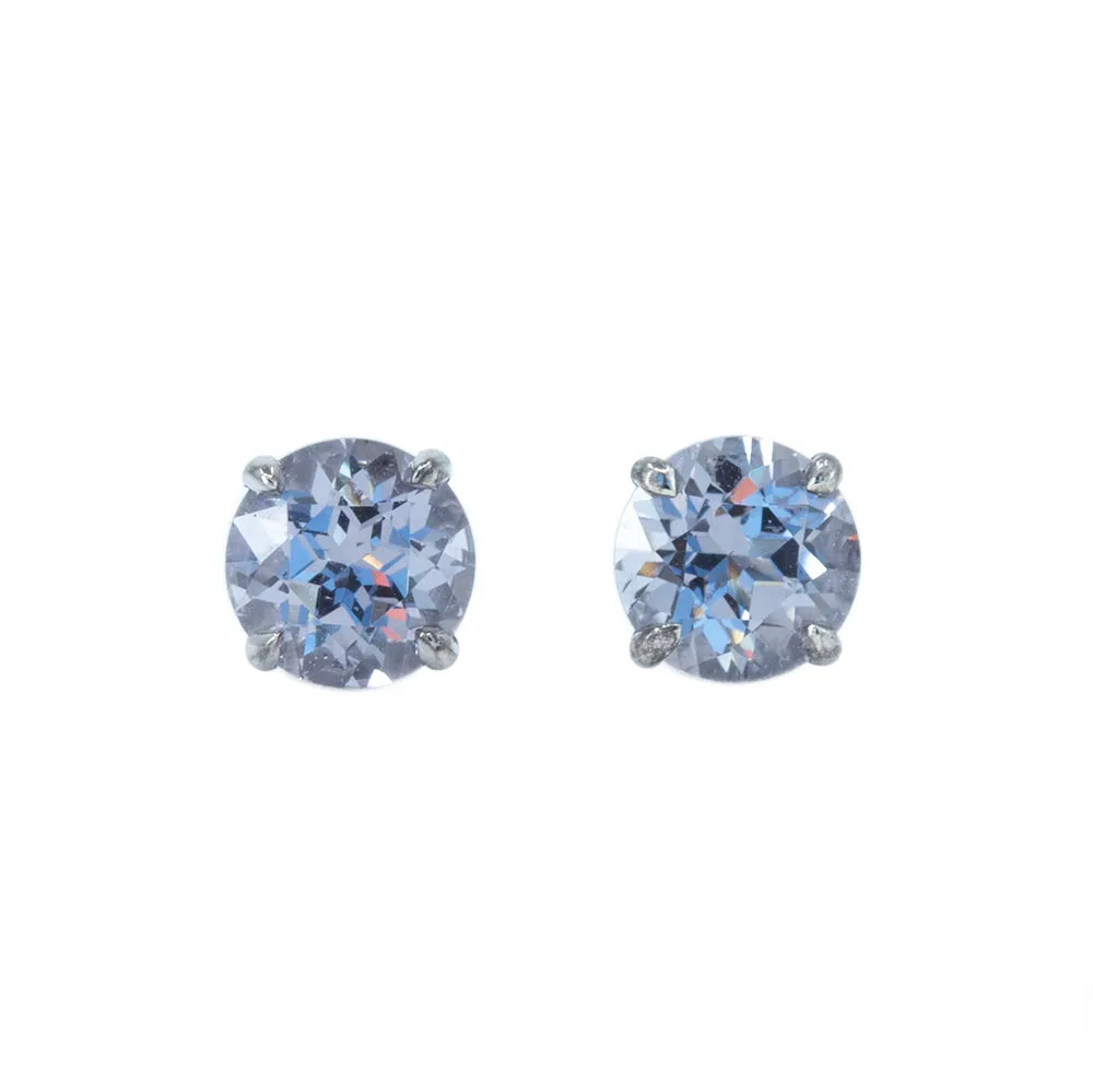 1.52ctw Round Grey Spinel Stud Earrings in White Gold