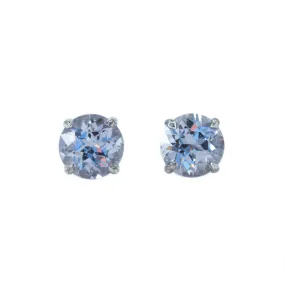 1.52ctw Round Grey Spinel Stud Earrings in White Gold