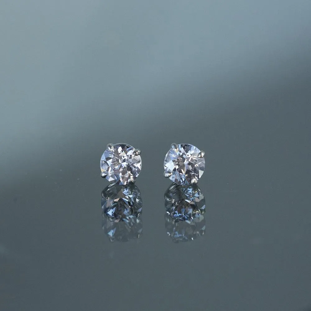 1.52ctw Round Grey Spinel Stud Earrings in White Gold