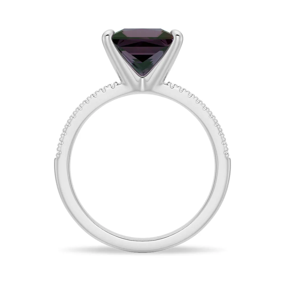 3 CT. Princess Cut Alexandrite Engagement Ring With Split Band