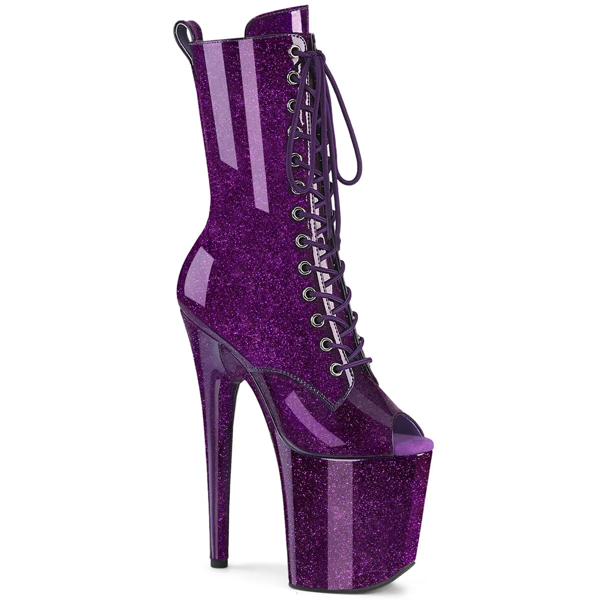 8 Inch Heel FLAMINGO-1041GP Purple Glitter