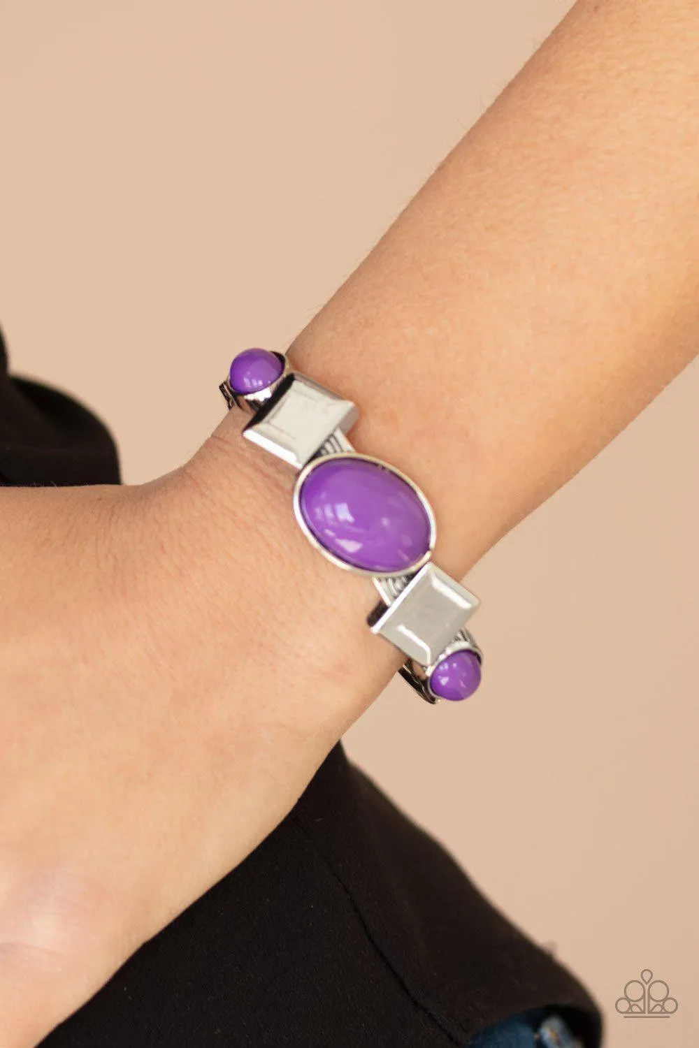 Abstract Appeal Purple and Silver Bracelet - Paparazzi Accessories