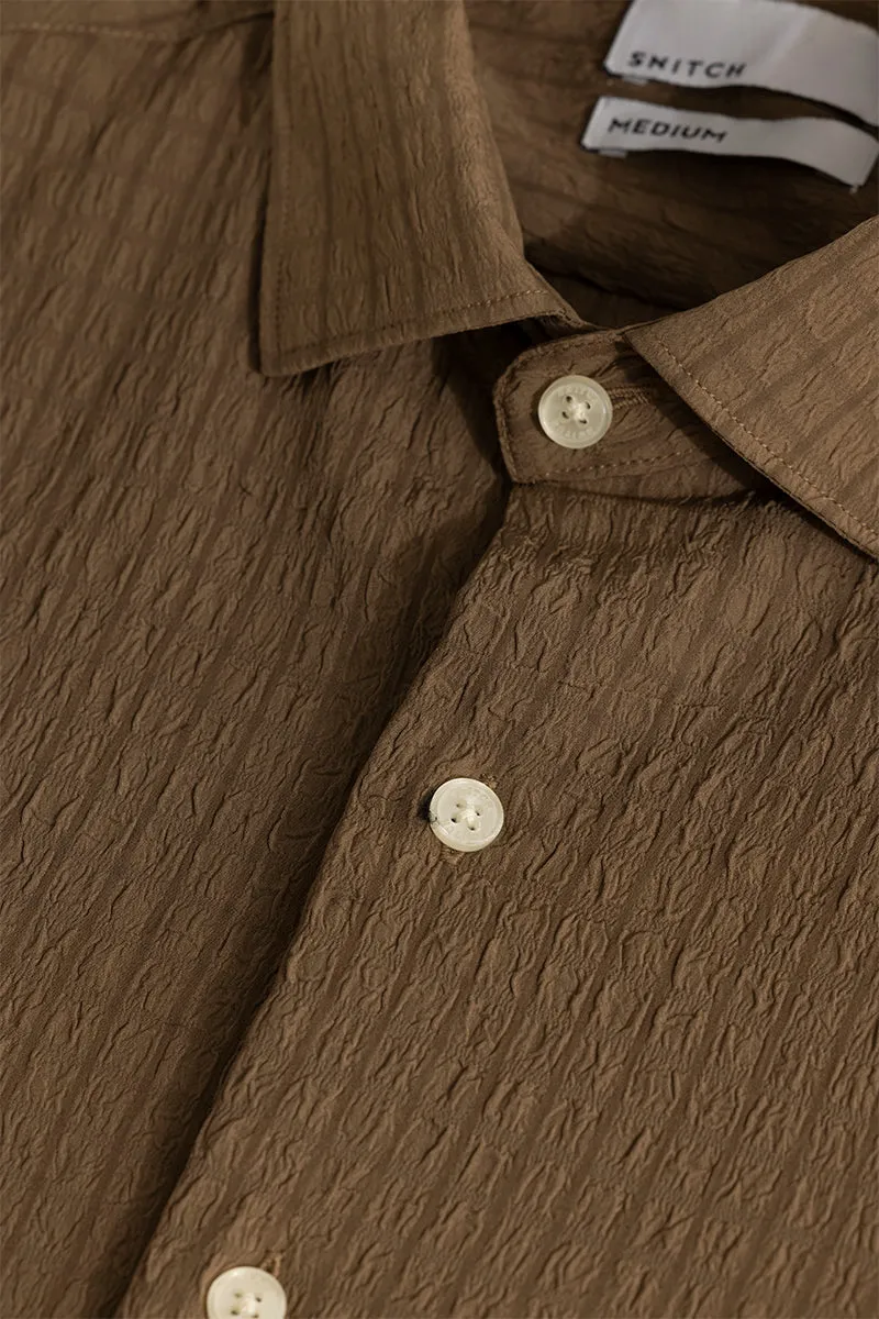 AiryCheck Brown Seer Sucker Shirt