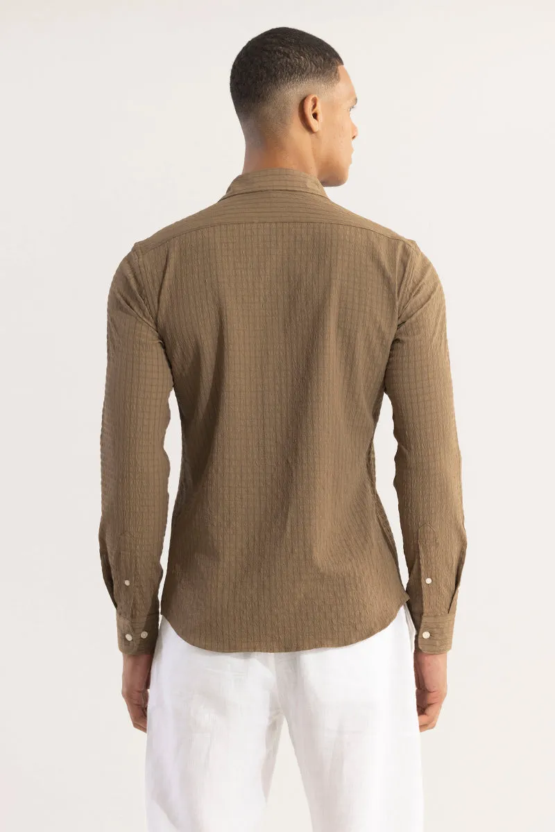 AiryCheck Brown Seer Sucker Shirt