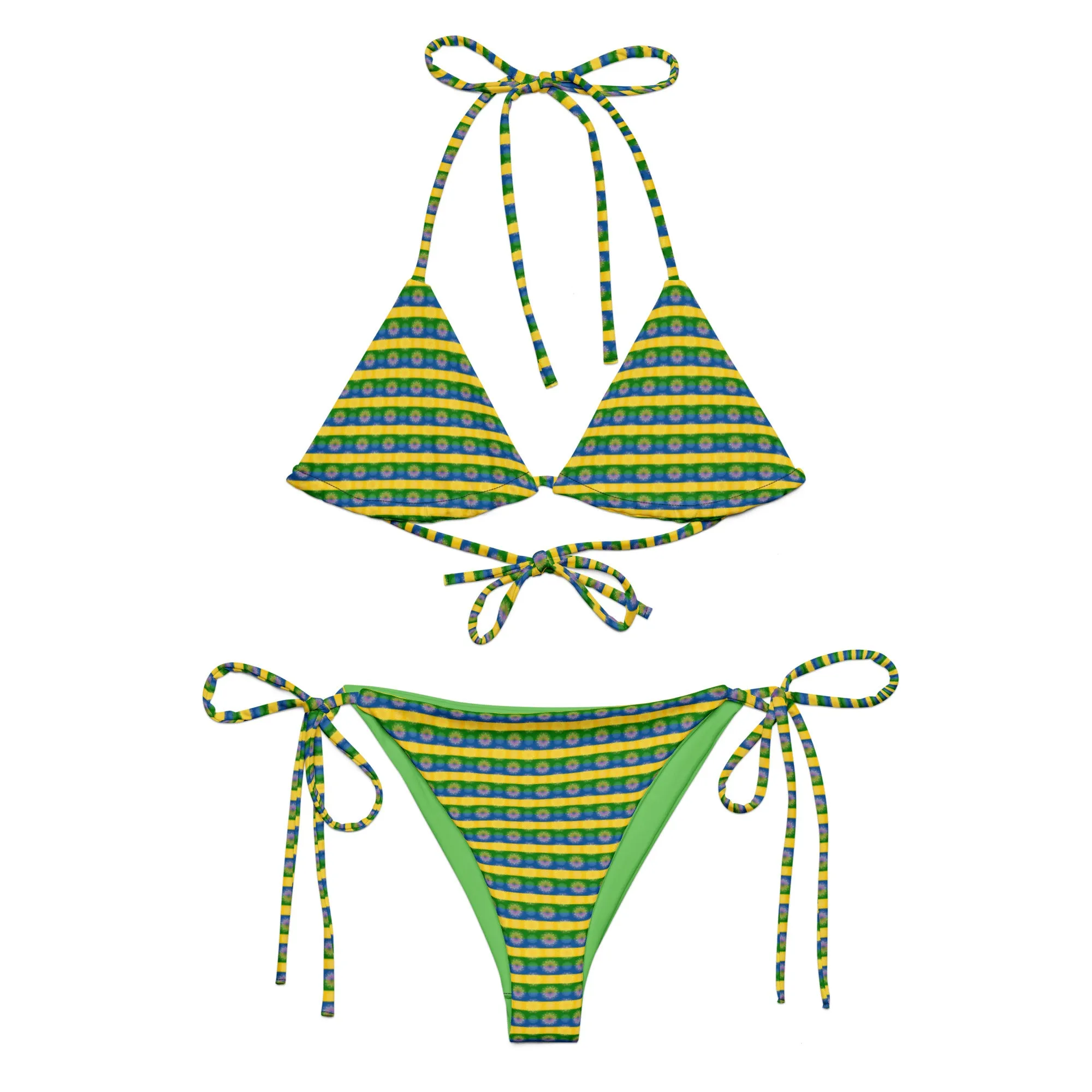 All-over print recycled string bikini