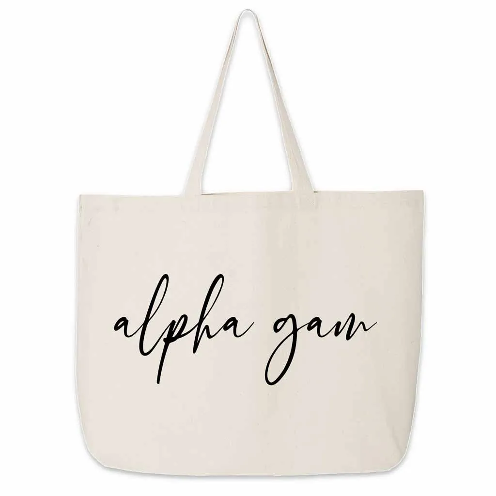 Alpha Gamma Delta Script Writing Nickname Canvas Tote Bag