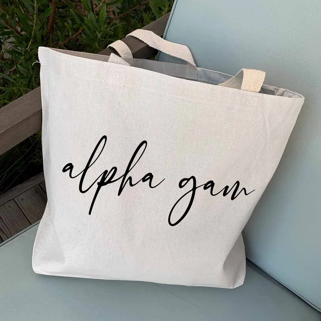 Alpha Gamma Delta Script Writing Nickname Canvas Tote Bag