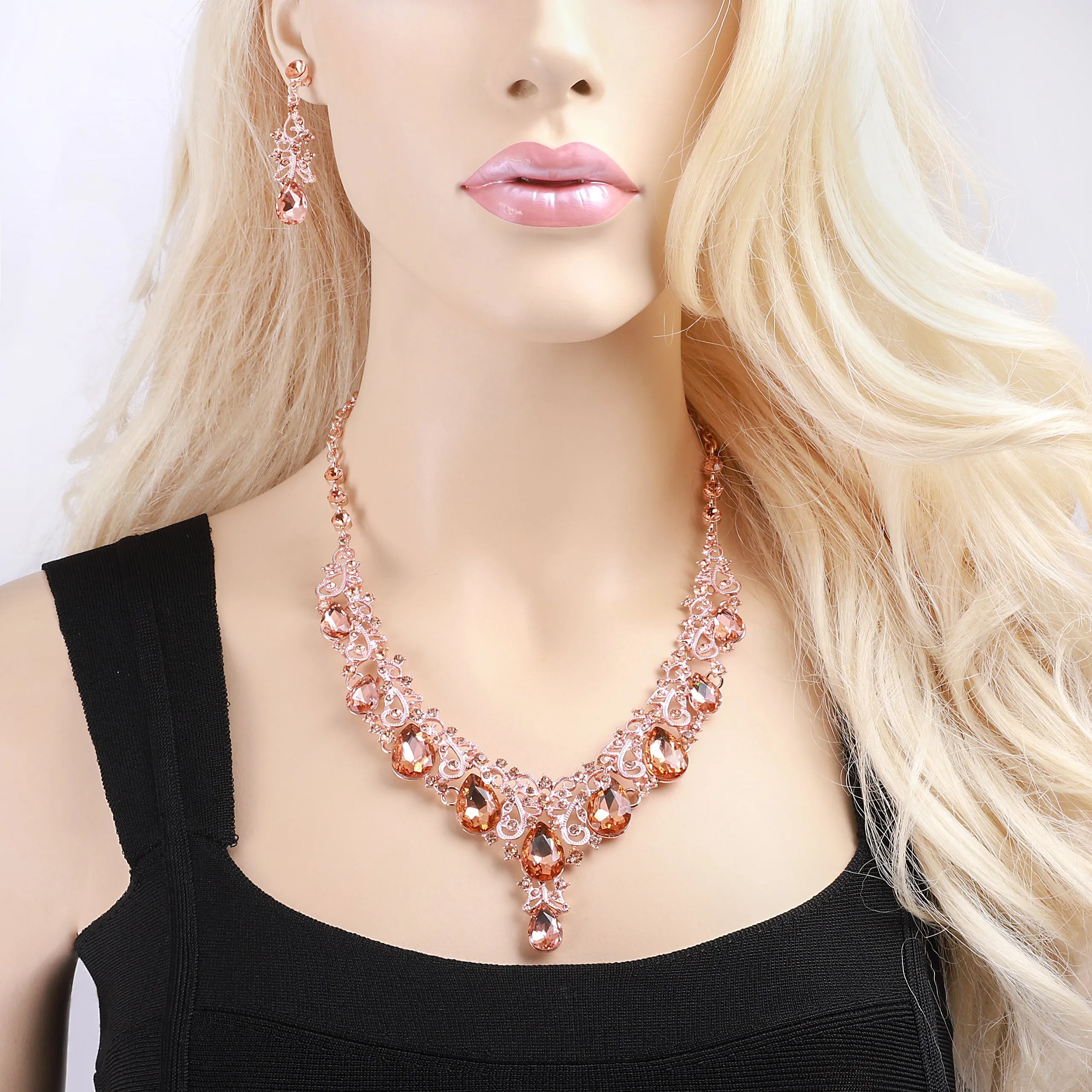 Amalfi Rhinestone Vine Necklace & Earring Set