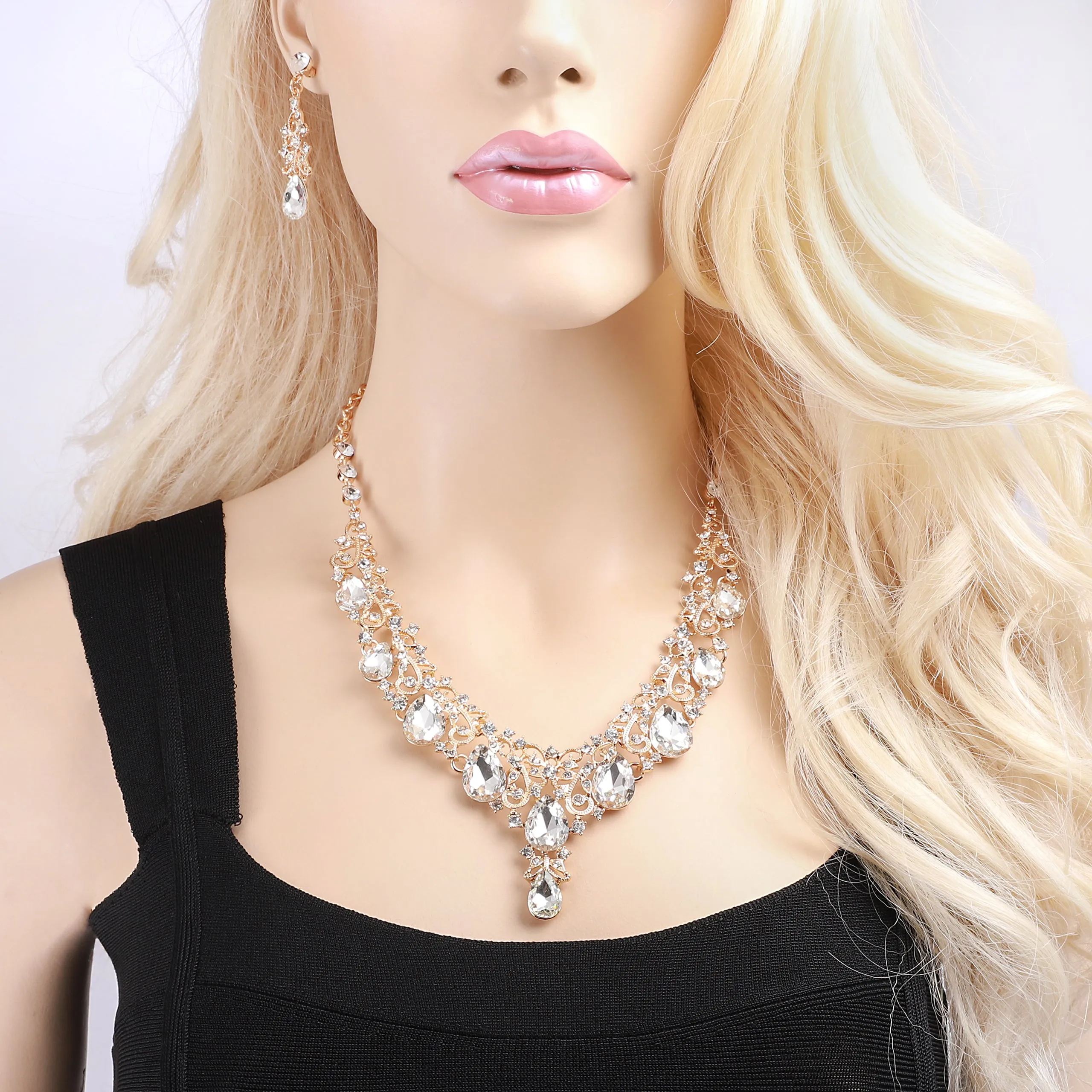 Amalfi Rhinestone Vine Necklace & Earring Set