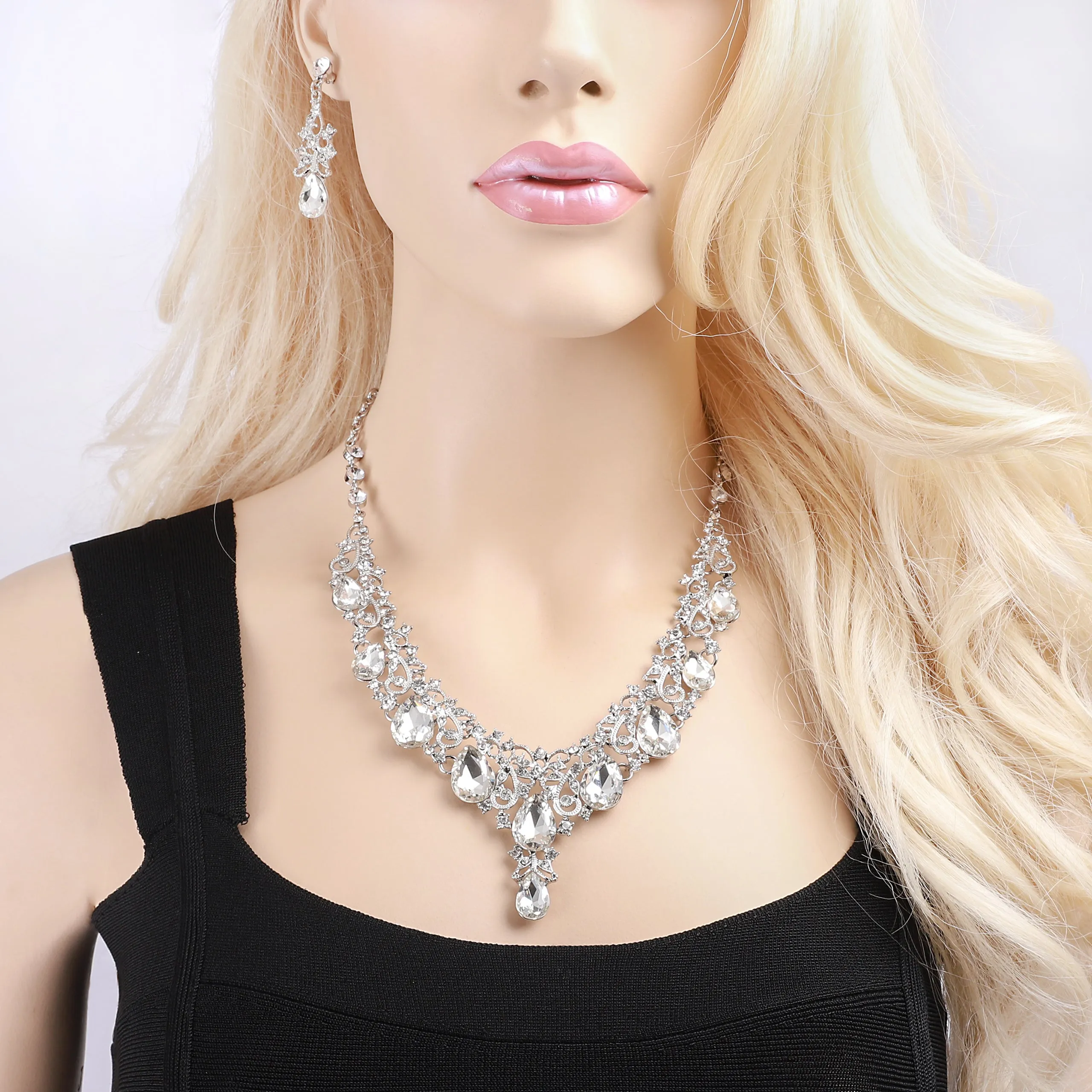 Amalfi Rhinestone Vine Necklace & Earring Set