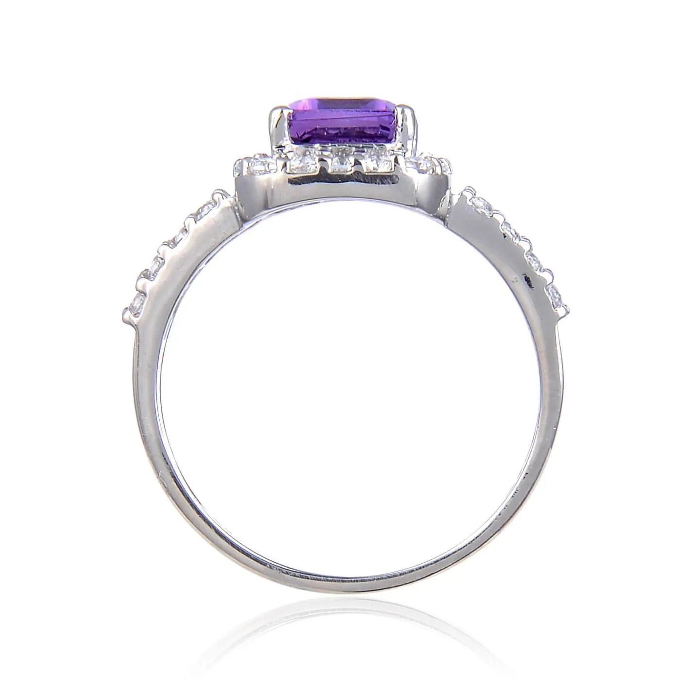 Amethyst Split Band Emerald Cut Ring