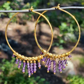 Amethyst Sunburst Hoops