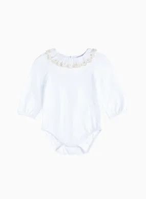 Baby Long Sleeved Elsa Body in White/Gold