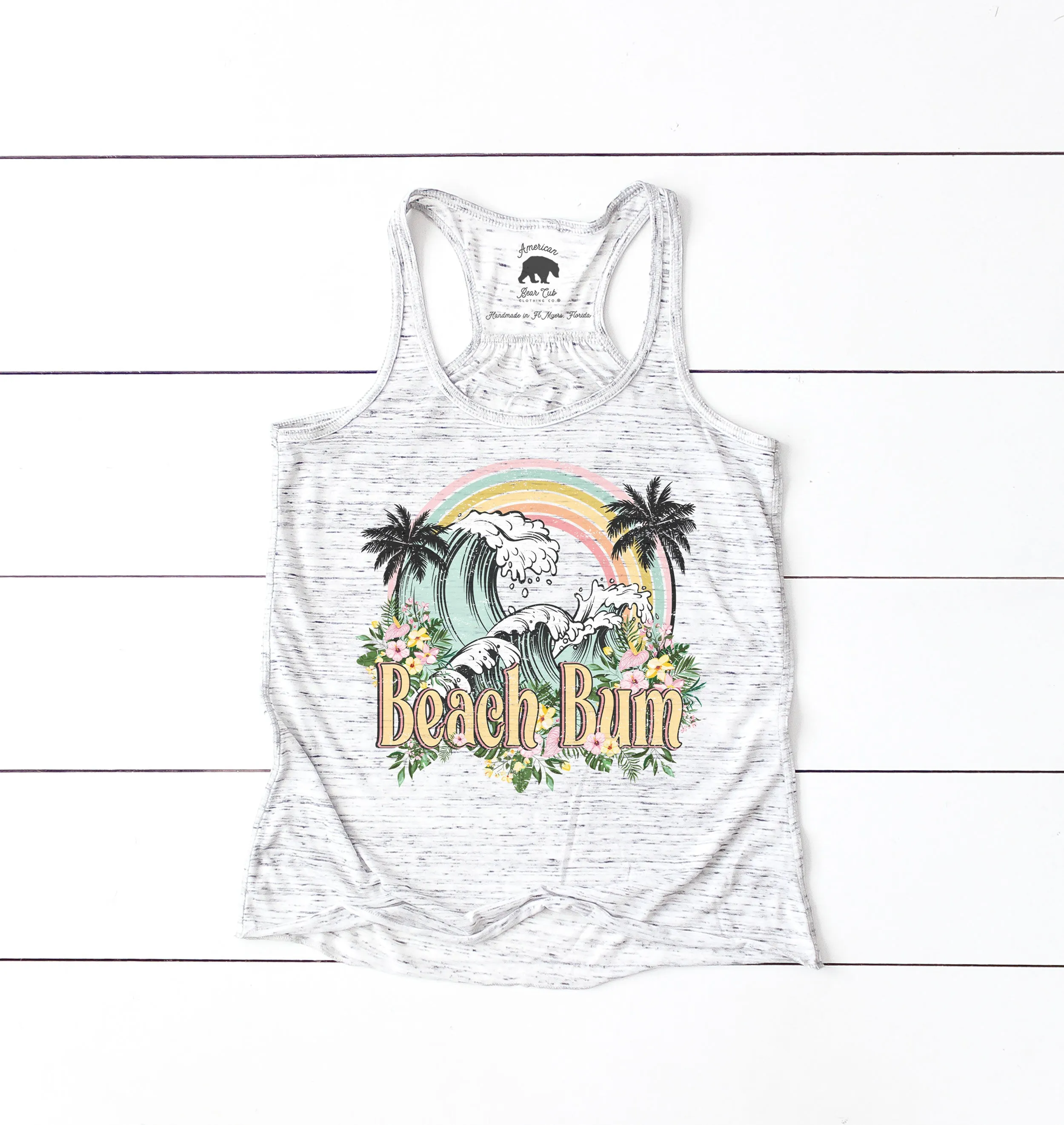 Beach Bum Rainbow flowy racerback tank top