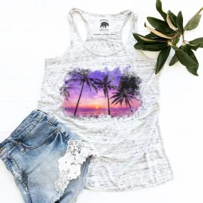 Beach Sunset Scene flowy racerback tank top