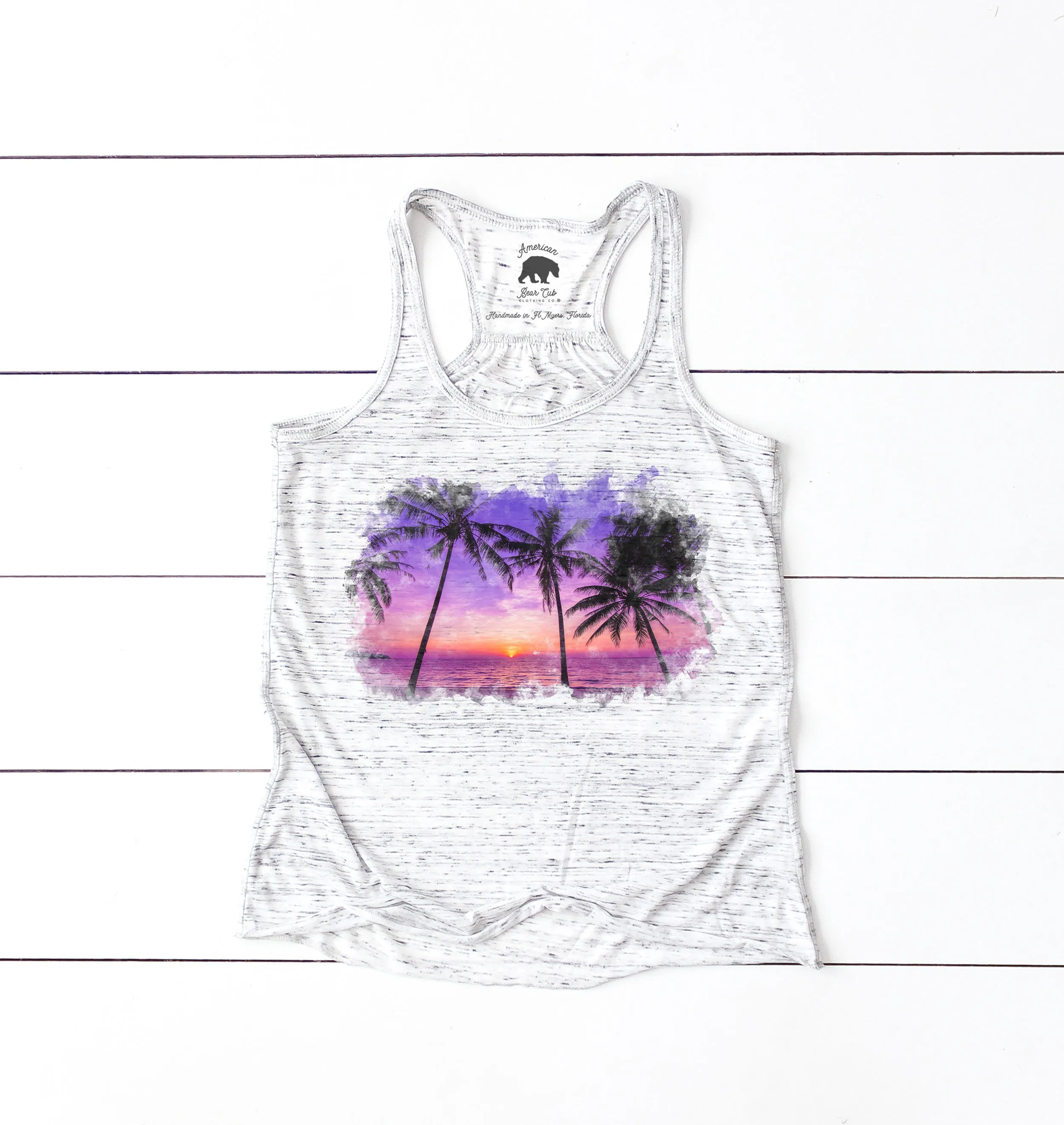 Beach Sunset Scene flowy racerback tank top