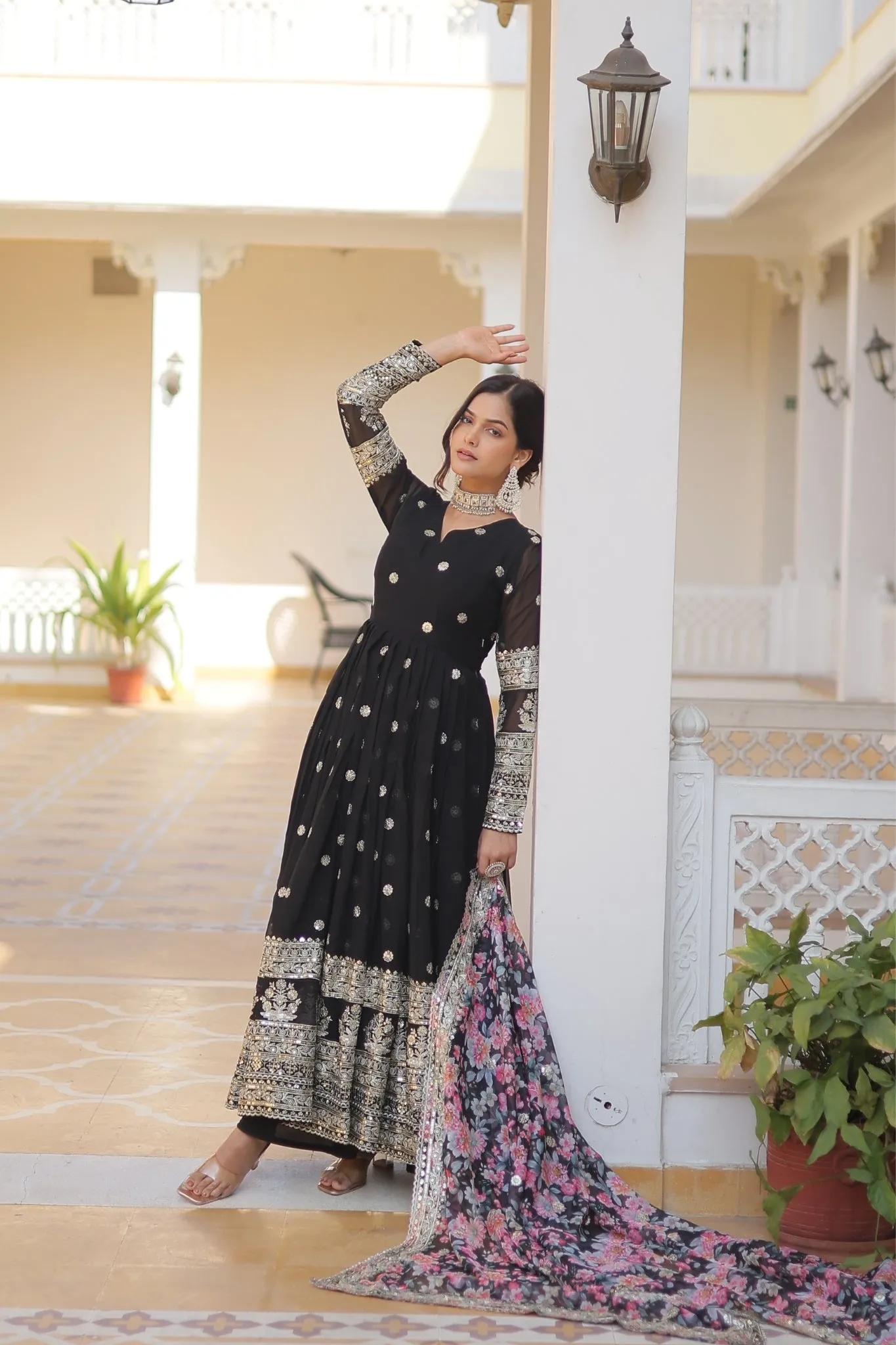 Beautiful Stylish designer Gown With Dupatta Set