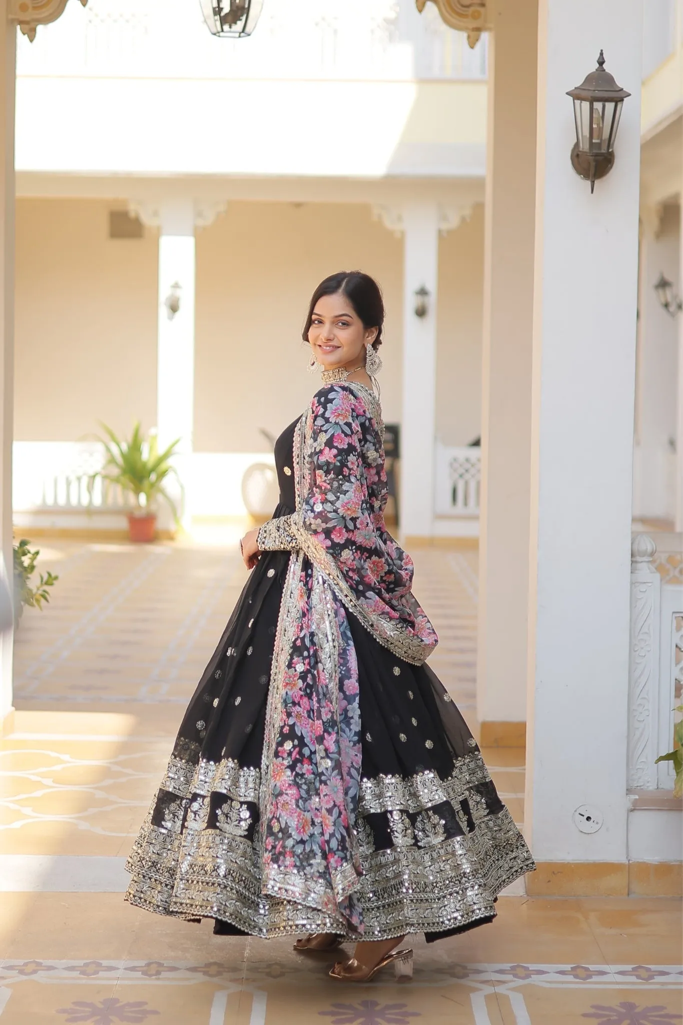 Beautiful Stylish designer Gown With Dupatta Set