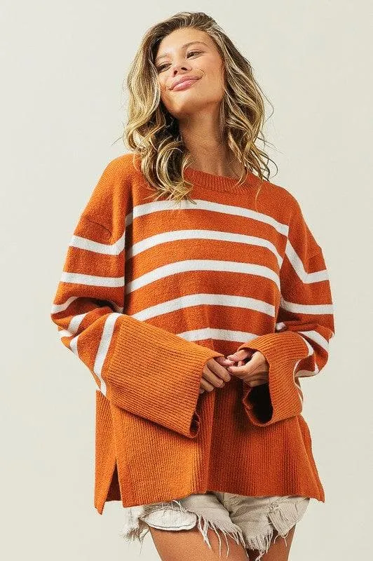 BiBi Callie Ribbed Hem Stripe Sweater