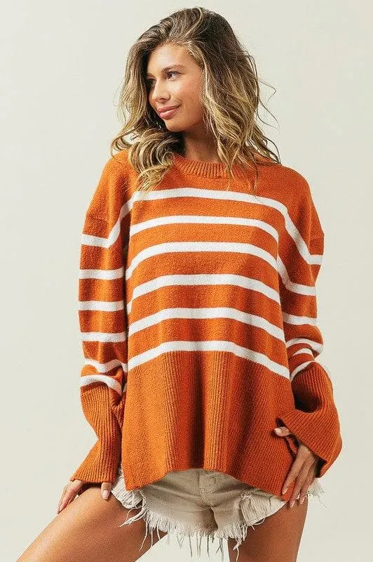 BiBi Callie Ribbed Hem Stripe Sweater