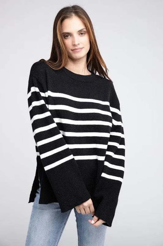 BiBi Callie Ribbed Hem Stripe Sweater