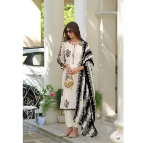 Black and White Top Pant Dupatta Women Kurta Suit