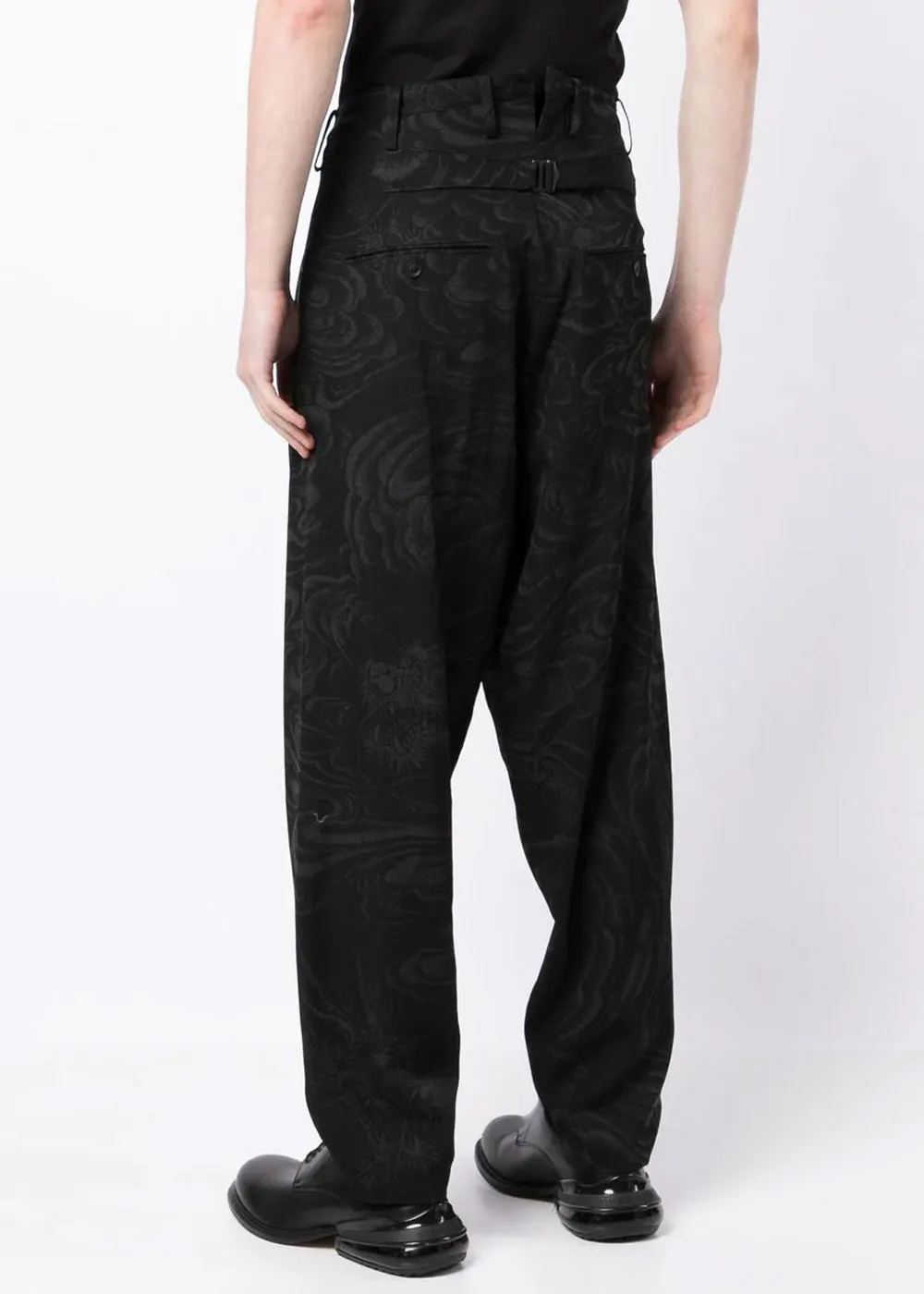 Black Dragon Print Pants