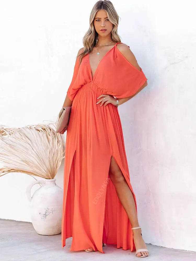 Boho Summer Chiffon V-Neck Tunic Dress