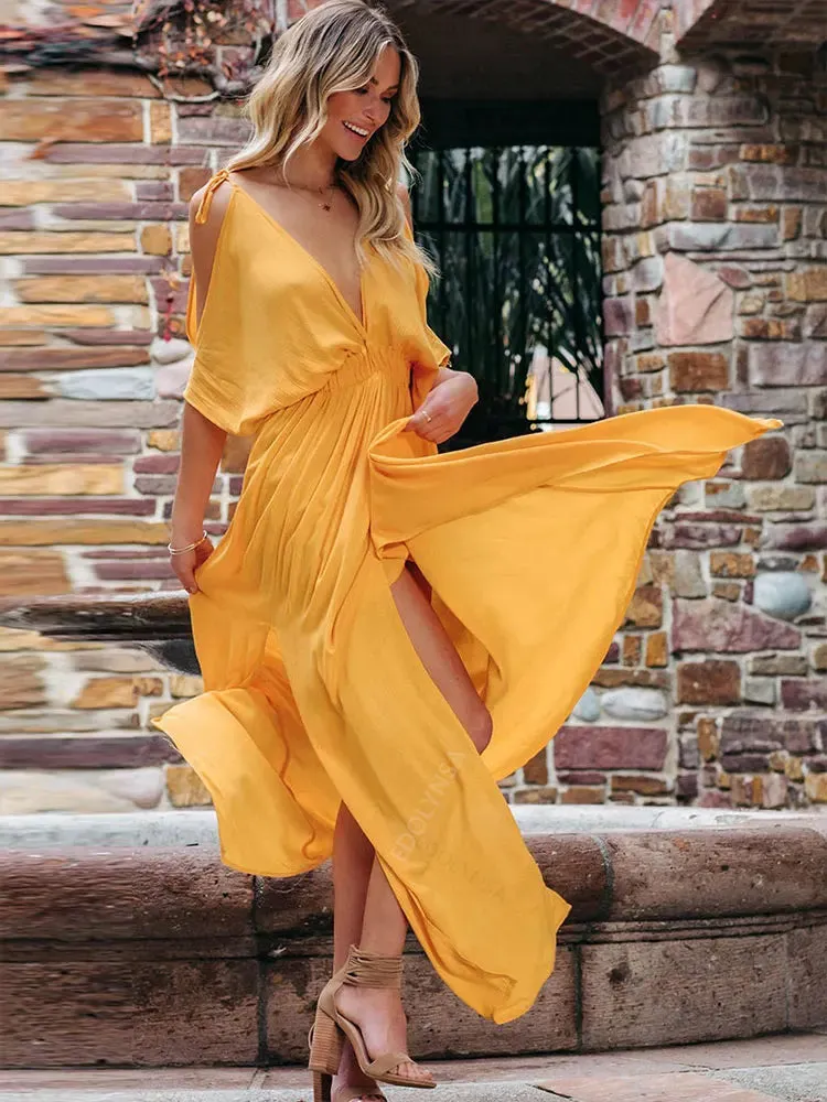 Boho Summer Chiffon V-Neck Tunic Dress