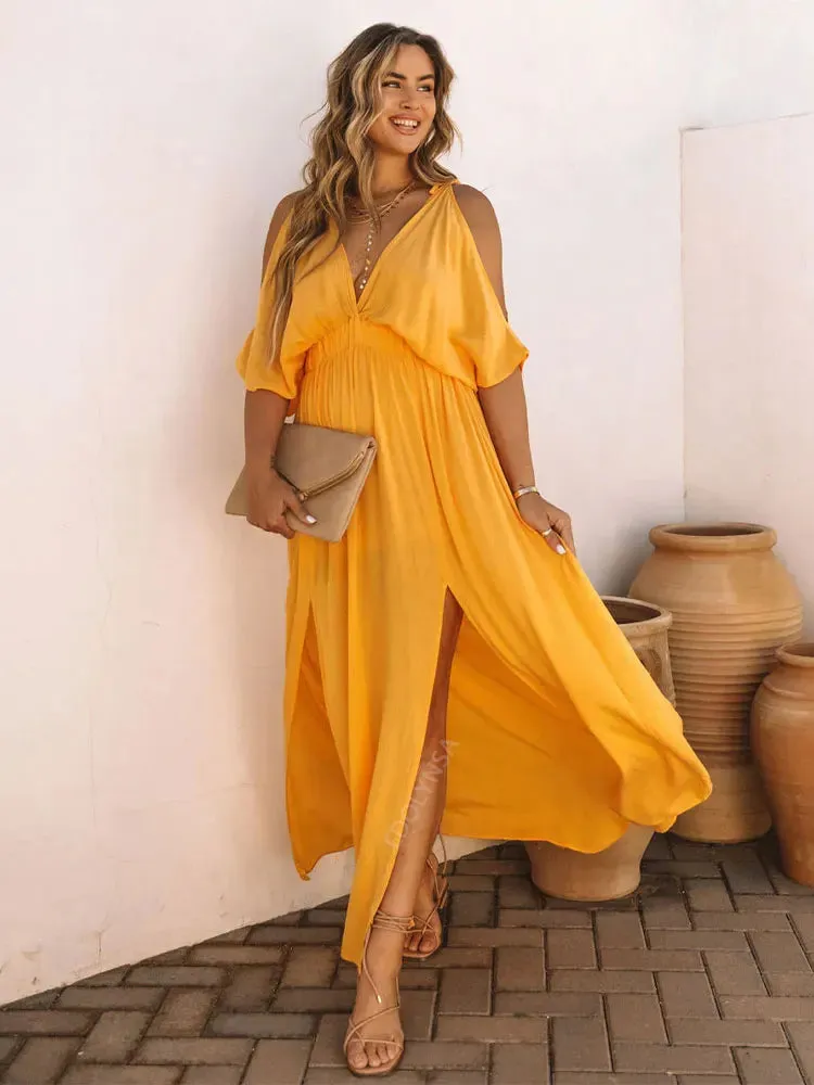 Boho Summer Chiffon V-Neck Tunic Dress