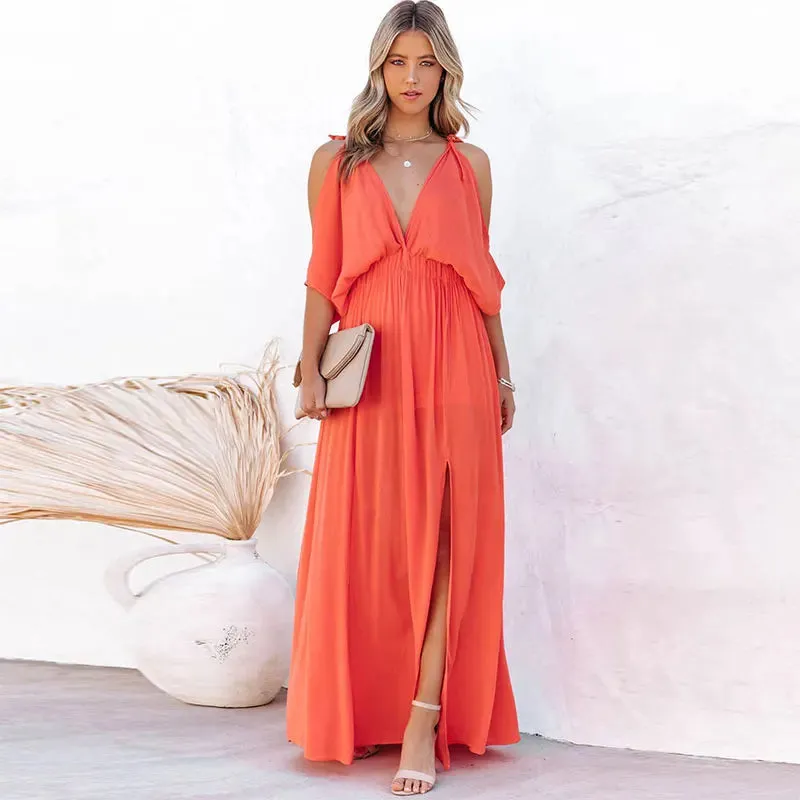 Boho Summer Chiffon V-Neck Tunic Dress