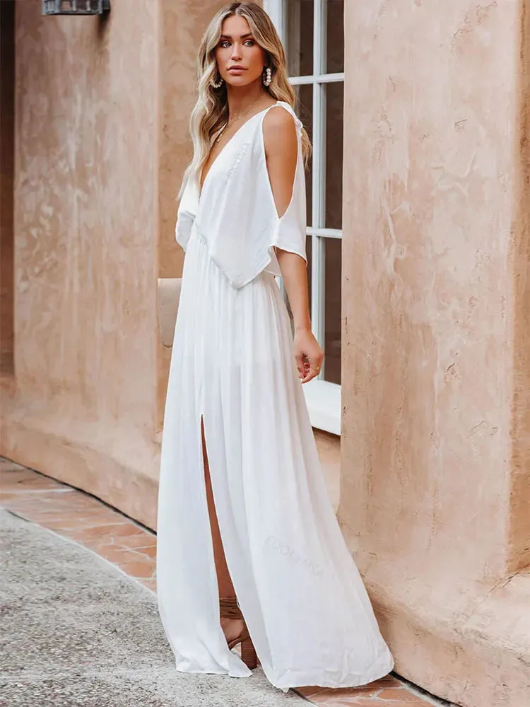 Boho Summer Chiffon V-Neck Tunic Dress