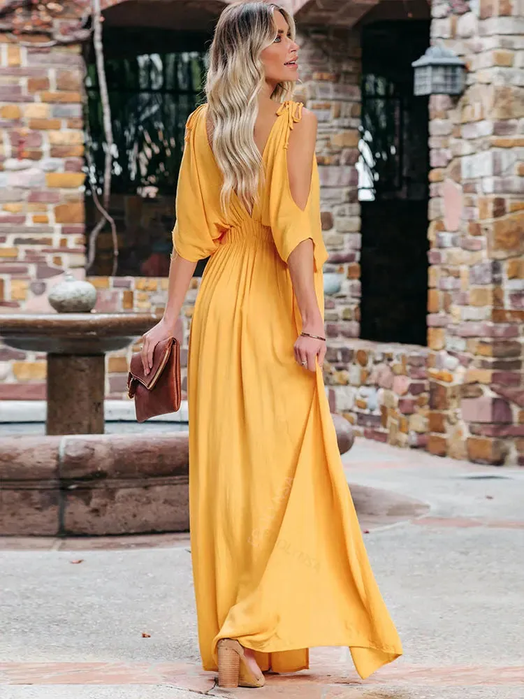 Boho Summer Chiffon V-Neck Tunic Dress