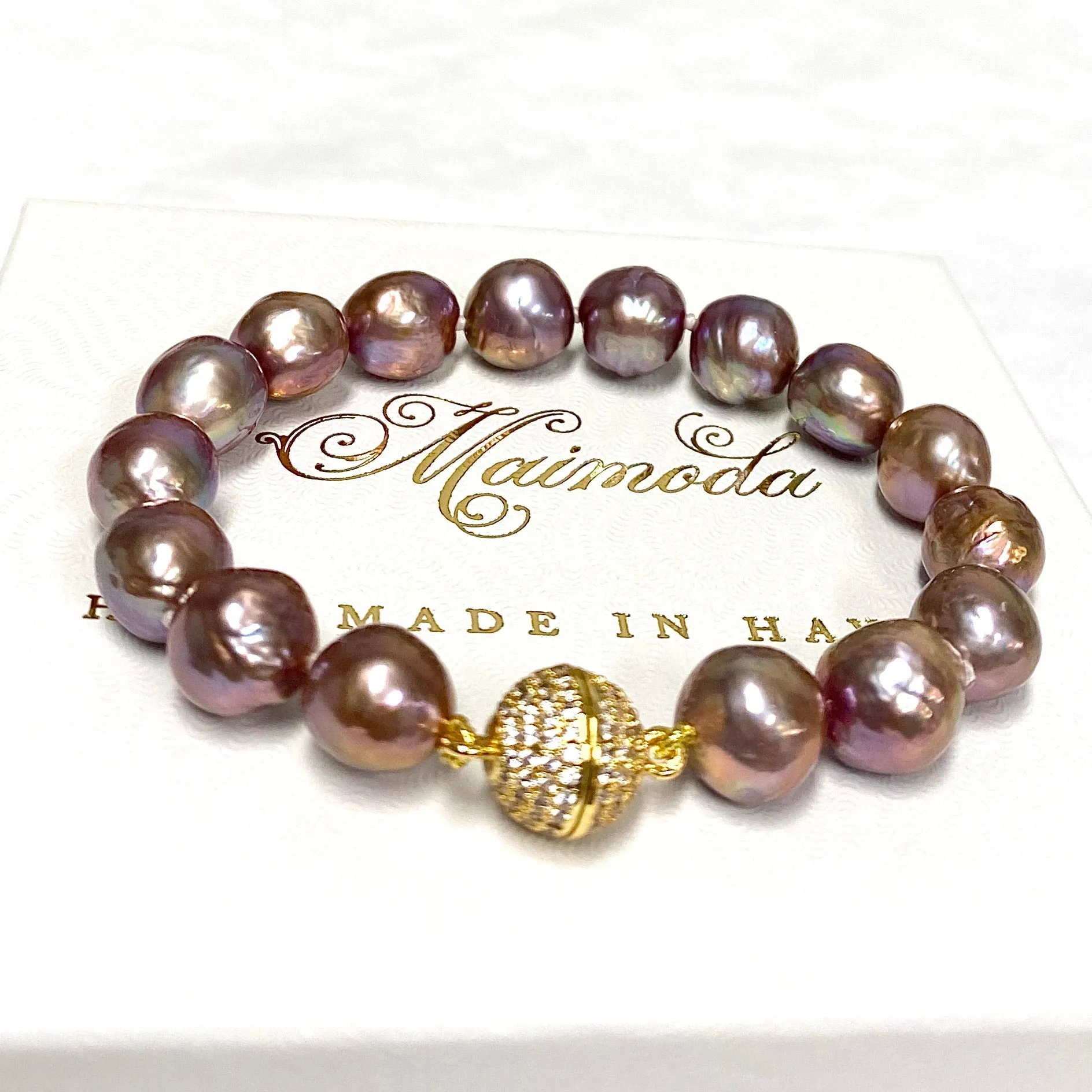 Bracelet ALMA - purple baroque Edison pearls (B530)