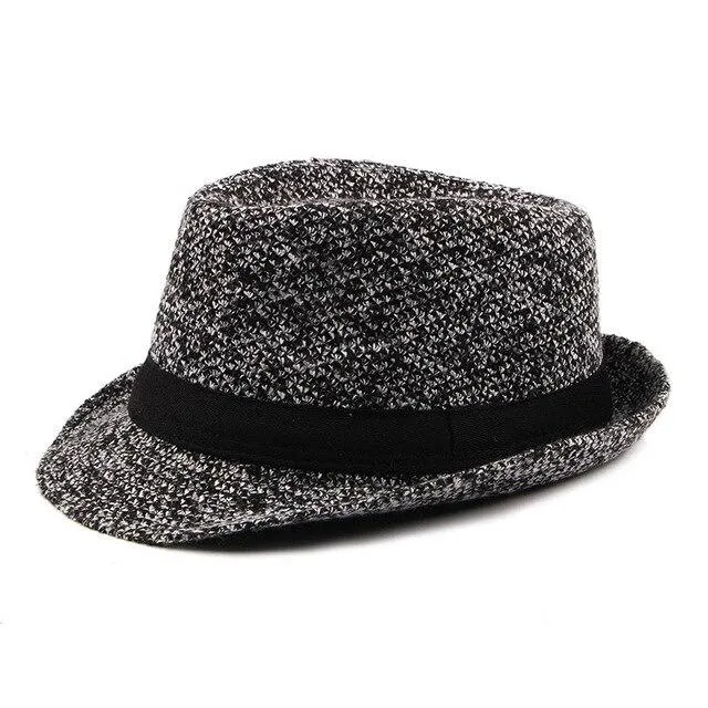 British Style Classic Knit Trilby Hat with Black Hatband