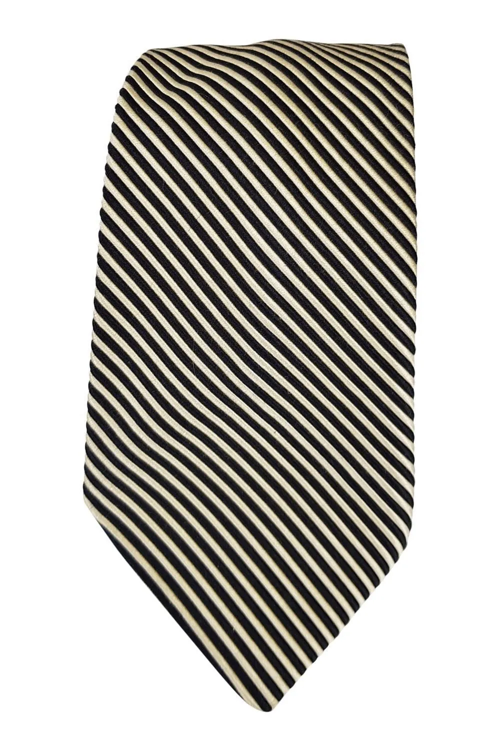 CERRUTI Black and Gold Stripe 60% Silk 40% Cotton Shorter Length Tie (58)