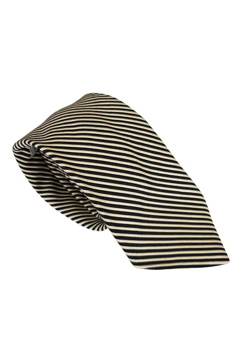 CERRUTI Black and Gold Stripe 60% Silk 40% Cotton Shorter Length Tie (58)