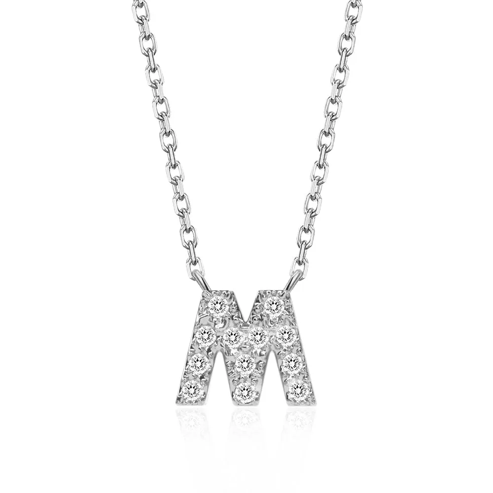 Classic Pavé Initial M Pendant Necklace