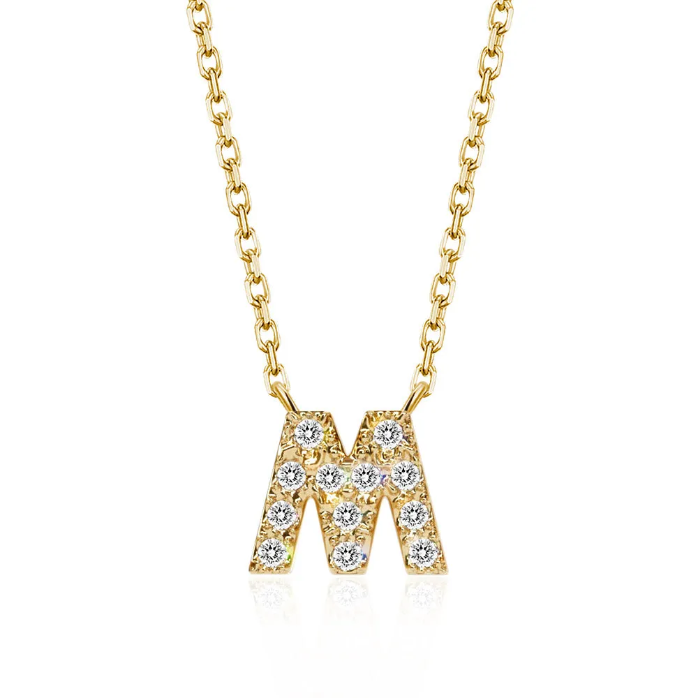 Classic Pavé Initial M Pendant Necklace